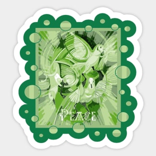 Dove With Celtic Peace Text In Green Tones Sticker